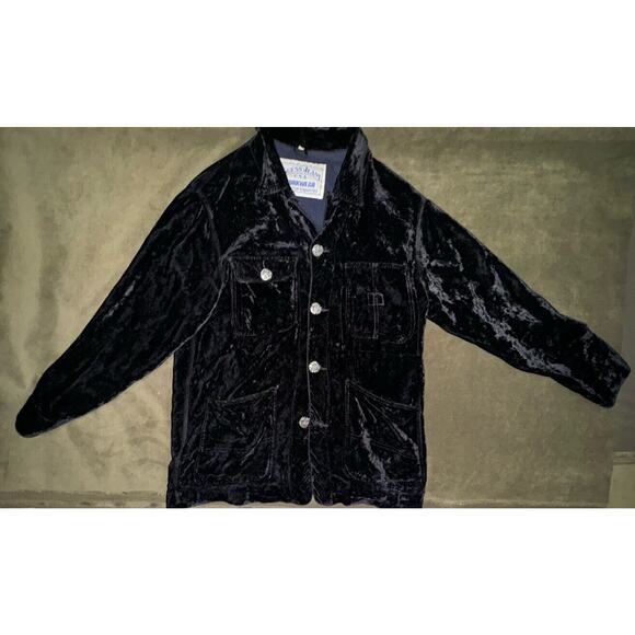 Guess Jeans Men’s Jacket Size Medium Button-Up Black Velvet - Picture 10 of 10